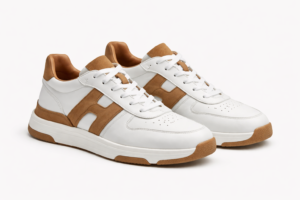 Premium Leather Sneakers (White & Tan)