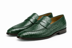 Woven Penny Loafers – Forest Green
