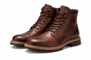 Dark Brown Leather Lace-Up Boot