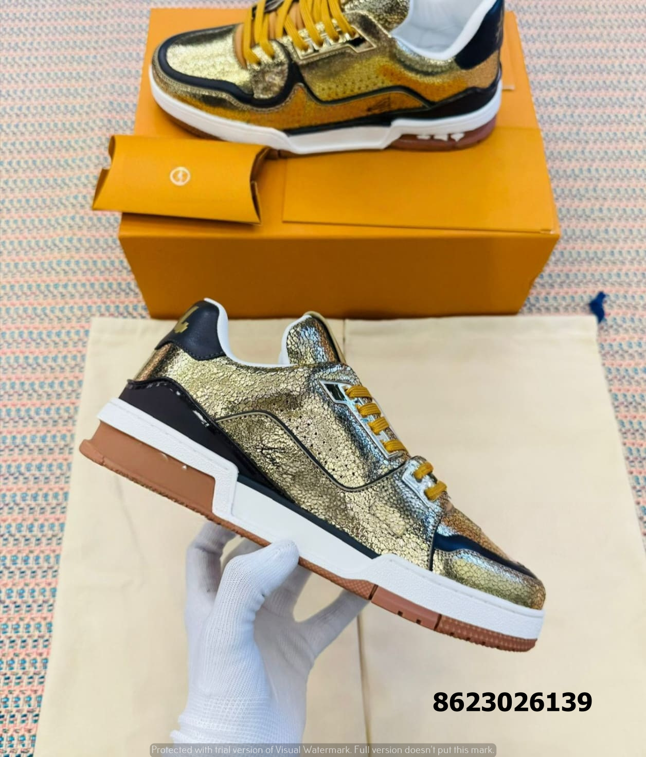 Italian Handmade Gold Sneaker